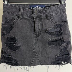 Hollister Black Distressed Jean Skirt